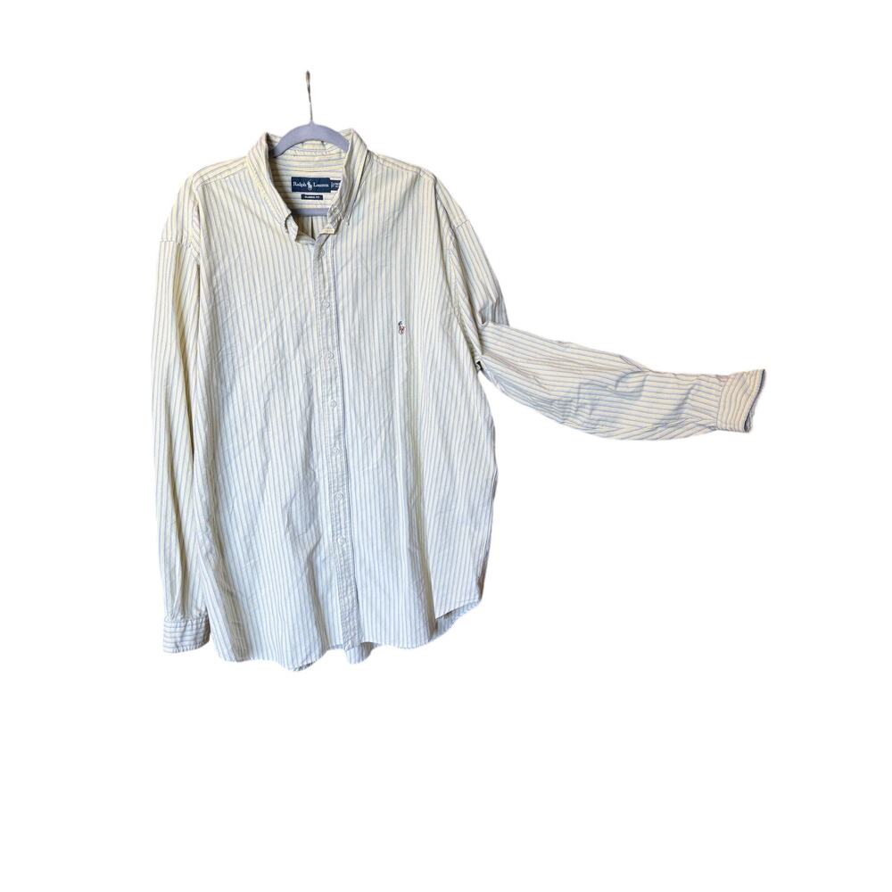 Vintage Ralph Lauren classic fit long sleeve yellow stripe button up shirt 2XLT